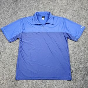 NRS Polo Shirt Mens Large Blue‎ Zip Neck Performance Short Sleeve Nylon Spandex